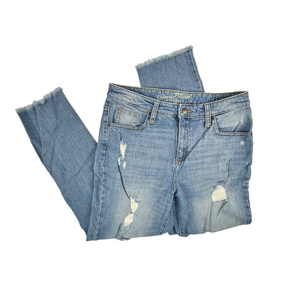Universal Thread High Rise Straight Leg Jeans Womens 8/29R Distressed Frayed Hem - Picture 2 of 11